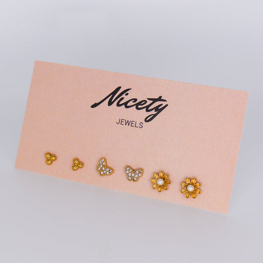 Pack Dourado Bolinhas, Borboleta e Flor