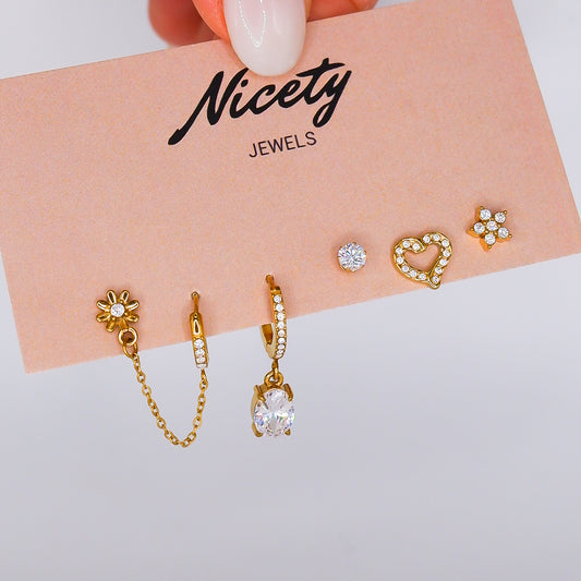 Pack Dourado Flores e Coração Brilhantes