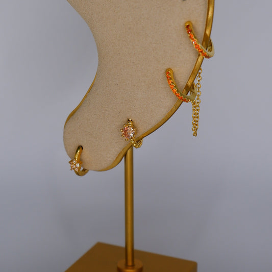 Argola S925 Laranja c/ Brilhantes