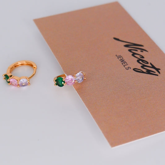 Argola Hipoalergénica 3 Brilhos Coloridos