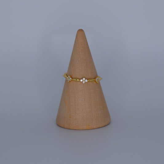 Anel S925 flores e dourado