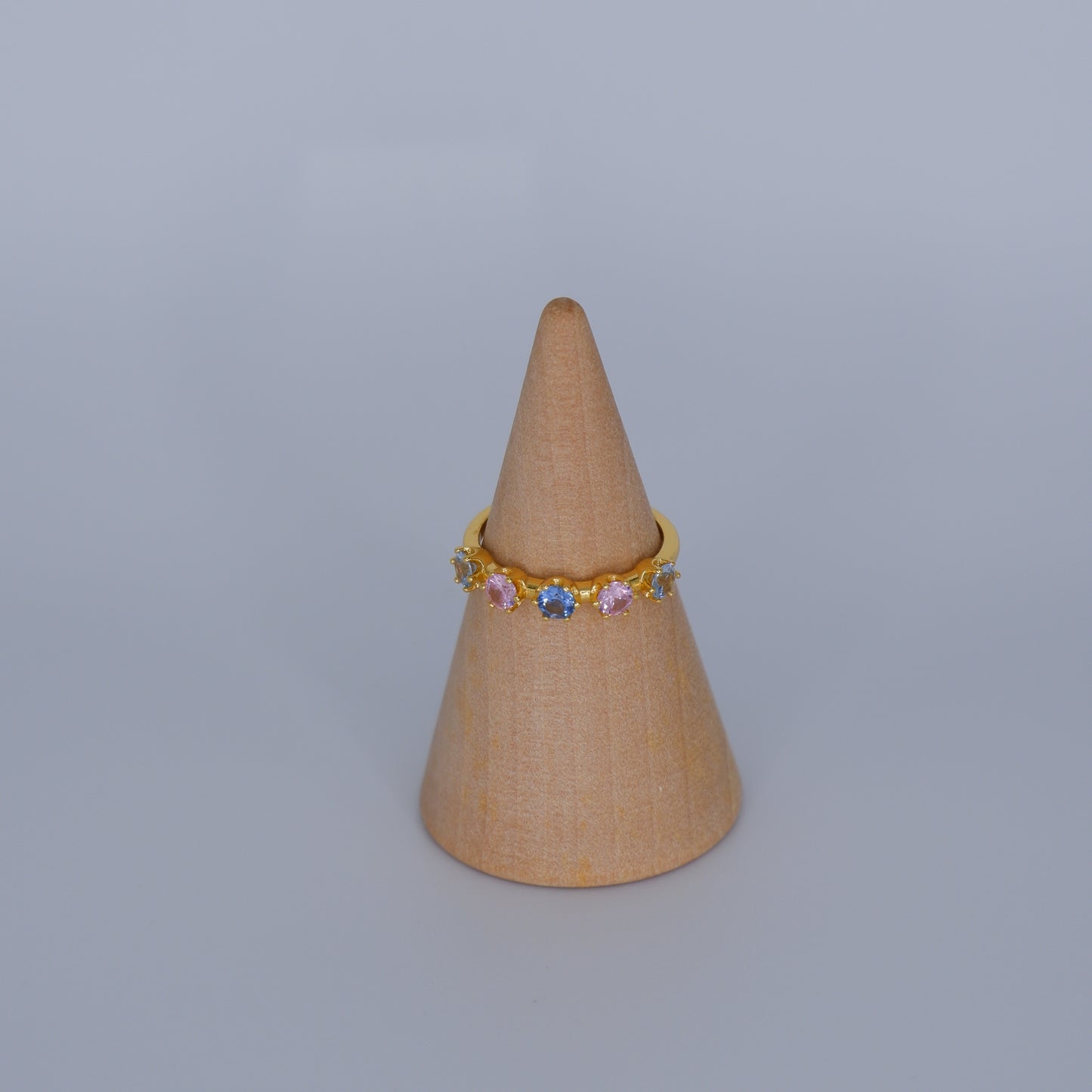 Anel S925 rosa bébé e azul
