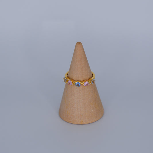 Anel S925 rosa bébé e azul