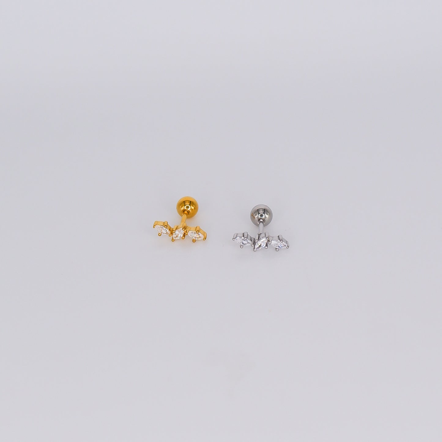 Piercing Aço Inoxidável 3 Brilhos Comprido