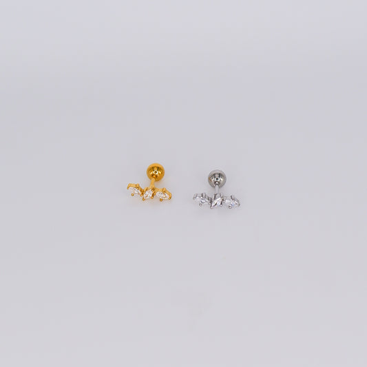 Piercing Aço Inoxidável 3 Brilhos Comprido